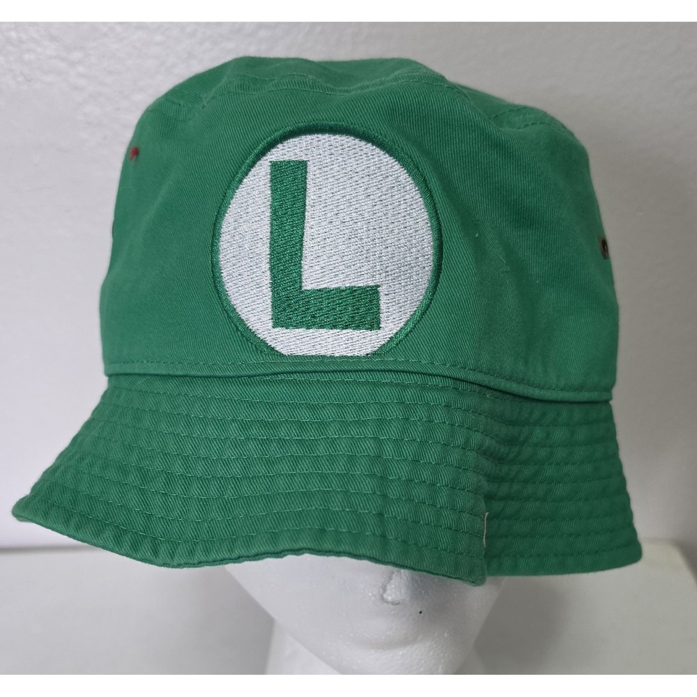 Nintendo Super Mario Luigi Green Bucket Hat L/XL Newhattan Canvas Hat